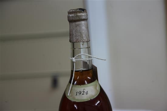 A half litre bottle of 1924 Zimmerman Tokaji Aszu 6 Puttonyos (level base of neck).